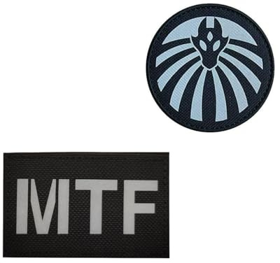 Reflektierender SCP MTF-Aufnäher, spezielle Eindämmungsverfahren, Foundation-Logo, 3D, bestickt, taktische Moral, Militär-Patches, Klettverschluss, 2 Stück C