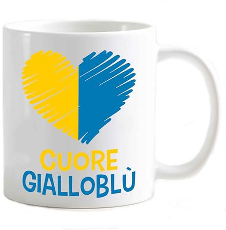 Tazza Mug colazione personalizzabile a richiesta idea Regalo x tifoso Gadget compatibile Stampa Cuore (Cuore gialloblù Love Verona)