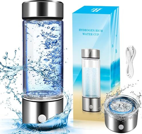 HEDIR 2024 420 ml Wasserstoffgenerator Flasche Flasche- tragbare Wasserstoffwasserflasche Wasserstoffflasche für sauberes gesundes Trinkwasser Wasserstoff Wassermaschine,Silver-420ml