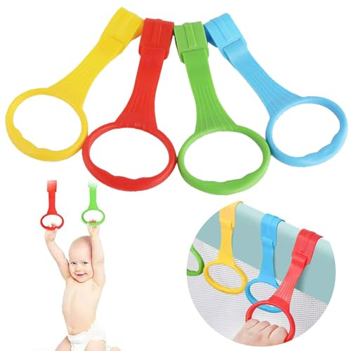 DHWEKU Anelli Box Bambini, 4 Pezzi Anelli per Culla Anelli Lettino Aiuta i Bambini Maniglie Box Bambini Aiuta il Bambino Ganci Box Bambini a Imparare a Stare in Piedi per Box Bambini Accessori