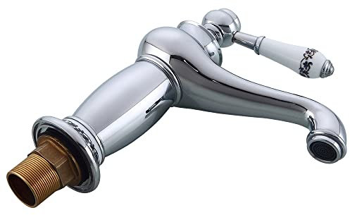 CLEADONG Wasserhahn Retro, Wasserhahn Bad Silbrig, Wasserfall Bad Waschbecken Armaturen, Antikes Handwerk Waschbecken Mischbatterie, 360° Schwenkbar Armatur Waschbecken Für Badezimmer