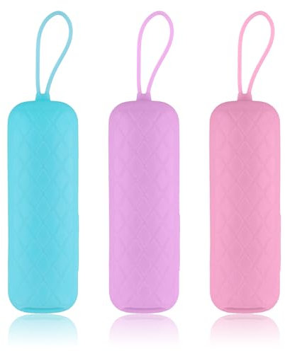 3 Stück Ersatz-Fernbedienungshülle, Weich Schutzhülle für Fernbedienung mit Trageband Fernbedienungs-Schutzhalter Kompatibel mit Roku für Heim-Bürogebrauch (Rosa, Blau, Lila)