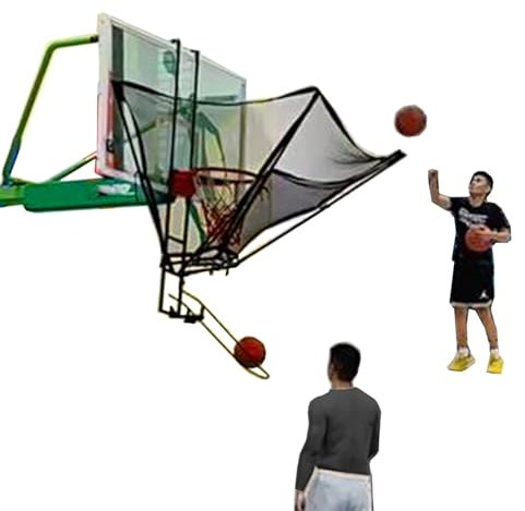 Basketball Shot Returner, Basketball-Wurftrainer für den Korb, Basketball-Returnsystem für drinnen und draußen/Basketball-Rebounder Shot Returner, Metall-Returner-Netzaufsatz