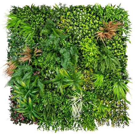 naninoa Künstliche Premium-Blättermatte 100x100cm Living Wall Wandbegrünung Vertikale Pflanzenwand Vertikalbegrünung Mooswand Farn Gras