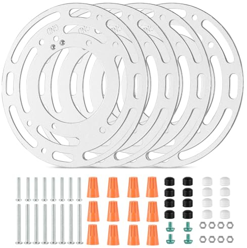 Tovmey - 4 Pack Universal Ceiling Light Mounting Brackets 4 Diameter Round Steel Cross Plate with Screws and Nuts for Ceiling Fan Light