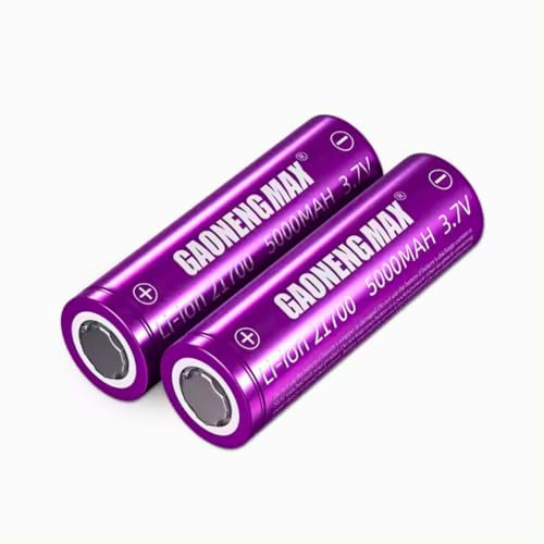 5000 (Pack of 2) High Amp Flat Top Rechargeable Battery with Plastic Case Long-Lasting Battery for Headlamp, LED Flashlight, Solar Light, Electronic Devices