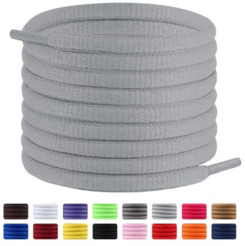 Dafannis Ovale Sportschuhe Schnürsenkel, 2 Paar Halb Runde Schnürsenkel für Sneaker, Laufschuhe, Basketballschuhe und Turnschuhe