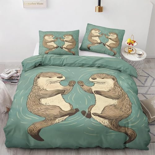 YZQGLHP Beaver Duvet Cover Single Capybara Bedding Set Beaver Quilt Cover Soft Breathable Microfiber Comforter Cover and 2 Pillowcases 50x75cm with Zipper Closure