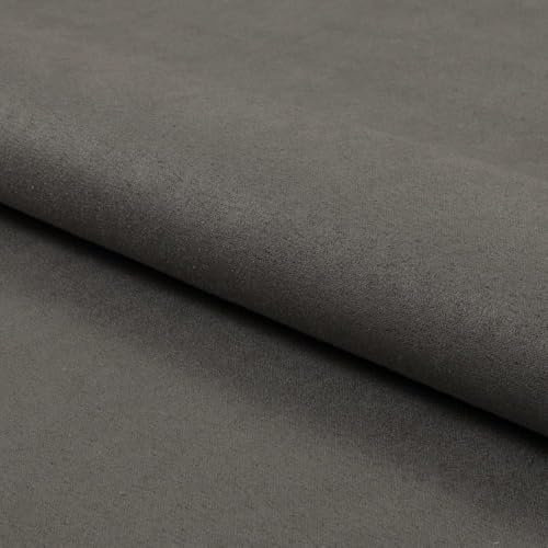 Fabreco NUBUK Polsterstoff Meterware 3 M x 148 cm breit, 100% Polyester, Gewicht 300 g/lfm, Microfaser, Velourleder ideal als oder Möbelstoff für Sofakissen, Polsterbezüge - Grau