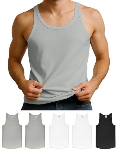 ALPIDEX Canottiera Uomo Set 5 100% Cotone Intima Smanicata Costine Canotta | Maglietta Interna, Sottocamicia, Basic, Classica, OEKO-TEX, Traspirante, 170 g/m², Lavoro, Tempo Libero, Girocollo, Sport