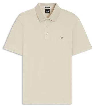 BOSS Herren C-Parris 01 Poloshirt aus merzerisierter Baumwolle mit Double-B-Monogramm Weiß L