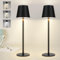 meoaow Tischlampe Akku Nachttischlampe Kabellos - 2er set Led Outdoor Tischleuchte 2600mhA Aussentischleuchte Aufladbar Touch Dimmbar Schwarz Akkulampe Batterie Nachttischleuchte USB Tisch für Garten