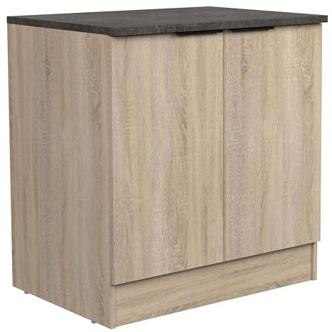 Miroytengo Módulo Cocina Bajo Arko Estilo Industrial en Color Roble Áspero y Negro con 2 Puertas 80x86x60 cm