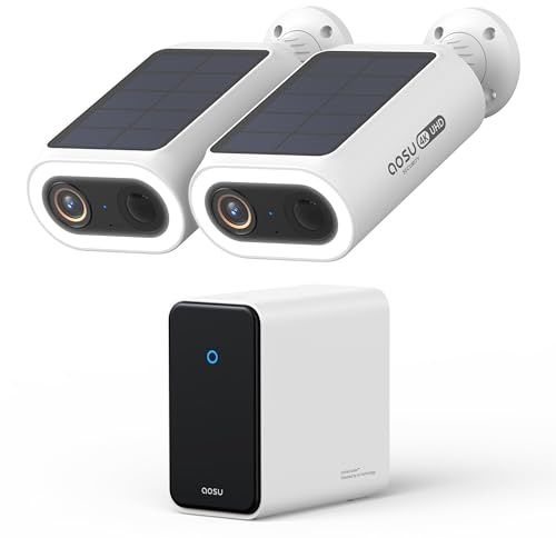 AOSU 4K UHD KI Überwachungskamera Aussen Solar Akku 2-Cam Kit mit HomeCortex【Smartest Gesichtserkennung, Verhalten Analyse】Person/Auto/Tier-Erkennung 32GB Lokal & 16TB Erweiterbar Farb-Nachtsicht IP65