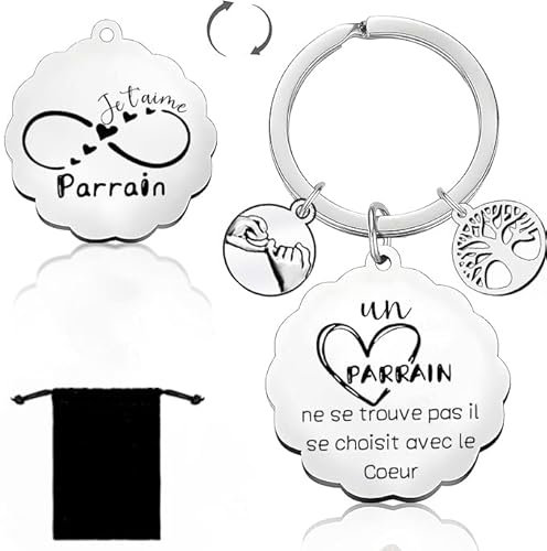 YZLPLP Porte Clé Parrain Cadeau Parrain Parrain Marraine Demande porte cle veux tu etre mon parrain Porte Clef Personnalisé Cadeau Homme Anniversaire Fête Des Pères Bapteme