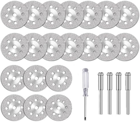 anneratteryer Disco corte metal Discos de corte Disco diamante Disco de corte para taladro 20 Piezas Mini Discos de Corte de Diamante para con Vástago de 3 mm para Cortar Piedra Vidrio Cerámica