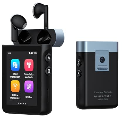 Wooask A9 Übersetzer KopfhöRer Support Anrufe & Hotspot-Freigabe Mit ChatGPT, Sprachübersetzer Ohne Internet Mit 144 Sprachen, Offline/Foto üBersetzung FüR Reisen, Business (Schwarz, 4G+WiFi-Version)