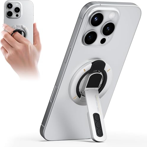 for MagSafe Phone Grip Stand, 3-in-1 Magnetic Finger Ring Holder with Double-Sided Magnet, Fidget Toy Design, Magnetic Phone Stand for iPhone 16/15/14/13/12 Series (White)