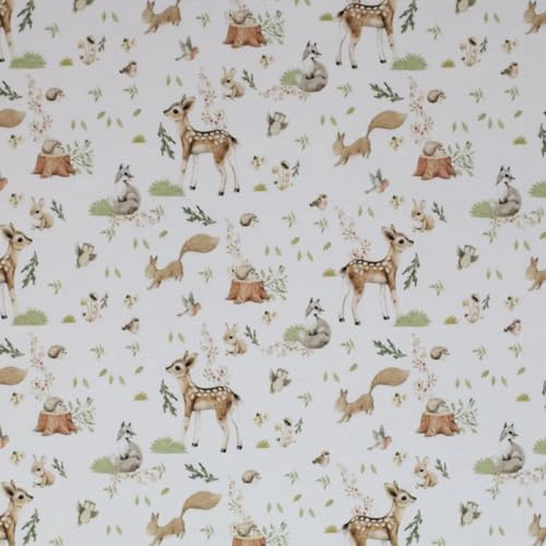 Baumwolljersey Meterware – Jungenmotive – Öko-Tex Standard 100 – Weicher Jersey Stoff ab 50 cm – Für Baby- & Kinderkleidung – Am Stück geschnitten (Waldbewohner)