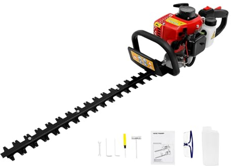 Heckenschere Benzin 2 Takt Benzin-Heckenschere 650W Hedge Trimmers mit 180° Drehbare Griff, 56cm doppelseitigen Manganstahlklingen, für Parks, Gärten, Schulen