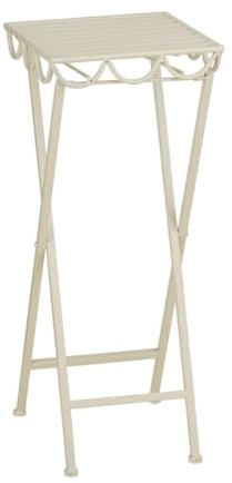 MICA Decorations Rosalie Pflanzentisch für den Außenbereich – Pflanzenständer für Zimmerpflanzen 68 x 28 cm – Klappbar – Eisen – Offwhite
