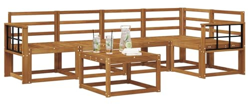 vidaXL Sofa Set 6 pcs Natur Massivholz Akazie, Cooles Garten-Sofa, modernes Outdoor-Eckmöbel, langlebige Terrassen-Sitzgelegenheit, gemütliches Lounge-Set für die Terrasse