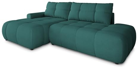 Masseno Ecksofa FLUMA CL L-S mit Schlaffunktion L-Form, Modern Sofa mit Bettkasten, Wohnzimmersofa, Couch, Soffa, Bettsofa, Couchgarnitur - Blau, Castel 75