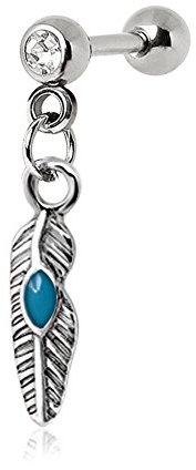Gekko Body Jewellery Tragus-Piercing, Tribal-Feder, 1,2 mm