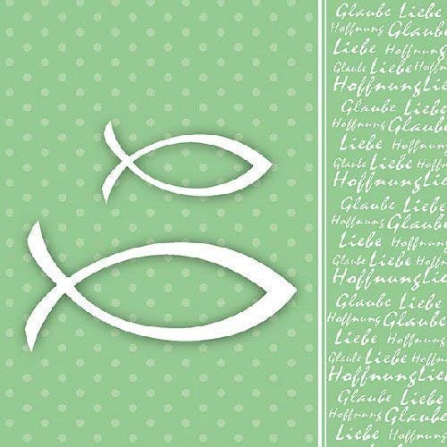 E+N Deko Servietten Glaube Fisch grün, 33x33cm, 3lagig 20 Stück Packung