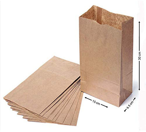 20 x Brown Kraft Block Bottom Paper Bags - Pack Of 20 Heavy Duty Eco Friendly Pack Lunch Bag - For Party, Deli, Gift Bags, 7 Sizes (6x2.5x12 3.5lb) Sabco