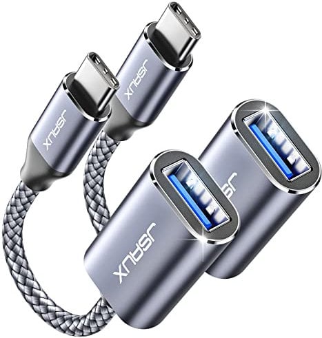JSAUX Adapter USB C auf USB [2 Stücke] OTG Typ C auf USB 3.0 USB C Adapter OTG Kabel kompatibel mit iPhone 16 Pro Max/15 Pro Max, iPad Pro, MacBook Pro/Air, Galaxy S24/S23/S22 Ultra, Huawei P50-Grau