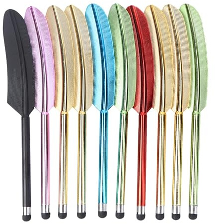 Hemobllo 10 Stück Stylus Pen Feder Design, Touchstift Kapazitiver Eingabestift mit Gummispitze, Bunter Tablet Handy Stift für Switch, Laptop, Smartphone und Alle Touchscreens