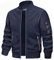 TACVASEN Herren Bomberjacke Fliegerjacke College Pilotenjacke Baseball Übergangsjacke Sportjacke Bomber Jacke mit Reißverschluss (L, Marineblau)