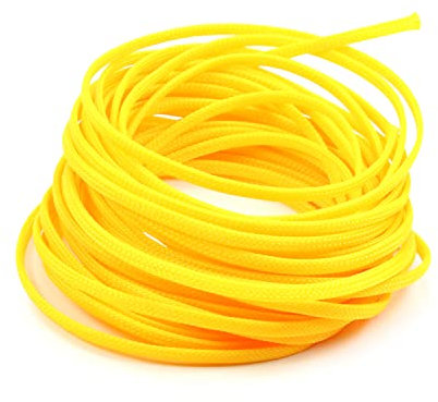 Othmro 10m/32.8ft PET extensible tresse câble gaine flexible de grillage jaune