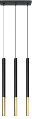 SOLLUX lighting Hängelampe Pendelleuchte Hängeleuchte - Deckenlampe Stahl - 3 Flammig - LED Lampe Glühbirne - Schwarz Golden Mozaica