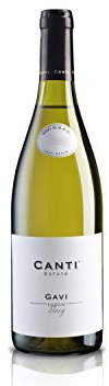 Canti - Gavi D.O.C.G. Vin Blanc Italien Sec, Élaboré à Partir du Cépage Cortese du Piémont, Saveur Florale et Citronnée avec une Fraîcheur, Goût Minéral, 1x750 ml