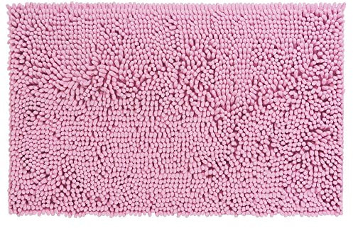 PANA® Premium Chenille Badematte (50x80 cm) • Badteppich aus besonders weichen Fasern • Saugstark & waschbar • Duschvorleger, Badvorleger, Badezimmerteppich • Farbe: Rosa