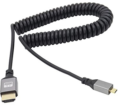 RIIEYOCA Cable en espiral 4K Micro HDMI a HDMI, micro HDMI macho a HDMI macho de aluminio retráctil de resorte, compatible con 4K UHD, 1080p, 720p, 3D(1 m/3.28 pies)