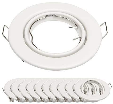 Mextronic Deckeneinbauring-MR16: 10x Einbaurahmen MR16 SET Mattweiß 6101-A-MW Ø65 mm IP20 für MR16 LED Spot, LED Spot, normale Halogen