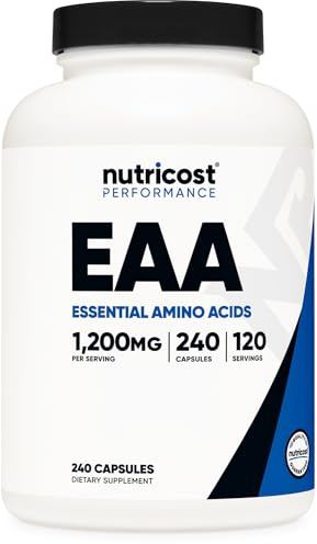 Nutricost EAA Capsules 1200mg, 240 Capsules - Essential Amino Acids, 120 Servings - Non-GMO, Gluten Free & Vegan