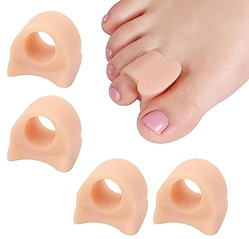 4 Pcs Toe Separators, Zehenspreizer, zum Glätten überlappender Zehen, Gel Toe Separators, Big Toe Separators, Transparent Silicone Toe Separator(Hautfarbe)