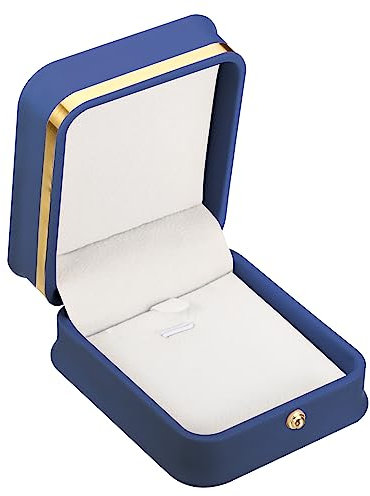 PATIKIL Velvet Necklace Box, Single Slot Vintage Jewelry Holder for Wedding Engagement Proposal Ceremony Anniversary Style 3, Blue