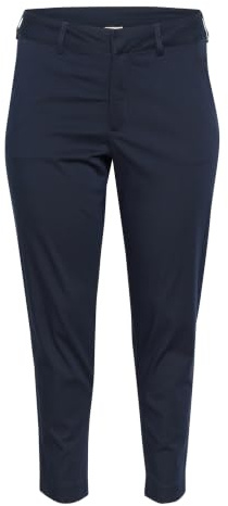 Kaffe Curve Damen Plus-Size Women's Trousers Cropped Chino Pants Slim Fit Zipper KCleana Chino 7/8 Hose, Midnight Marine,