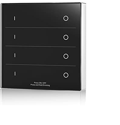 HASMI 86 Pannello tattile a Parete DC 3V 2.4G RF Dimming Telecomando Wireless 4 Zone for Striscia Singola Push Dim On off Interruttore (Color : T20 4 Zones Black)