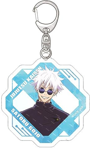 MayDee Jujuts Go jo Geto Kaise Schlüsselanhänger Anime 5t5 Satoru Go jo Figur Anhänger Cosplay Accessories Schlüsselanhänger Aus Acryl, Geburtstags Geschenk, 6cm Doppelseitig Bedruckte Anime Deko (B)