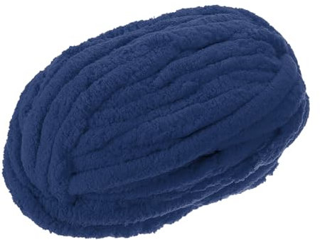 QUARKZMAN Dicke Wolle, 1 Stück 27m x 2cm - Polyester Deckenwolle, handgestrickte DIY dicke Chenille-Wolle zum Häkeln von Decken, Taschen, Schals und Hüten (Marineblau)