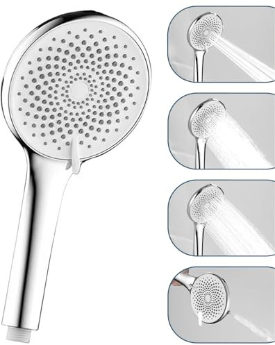 STOAT® pommeau de douche grand diamètre. Texture lourde et matériaux solides. Quatre modes au choix.douchette douche salle de bain.pommeau douche.poire de douche.pomo de douche.paumeau douche.Argent