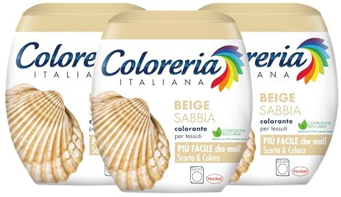 Coloreria Italiana Grey - Tinte de Ropa, Tinte para Tela y Prendas en la Lavadora, Beige, 3 Paquetes de 350 g