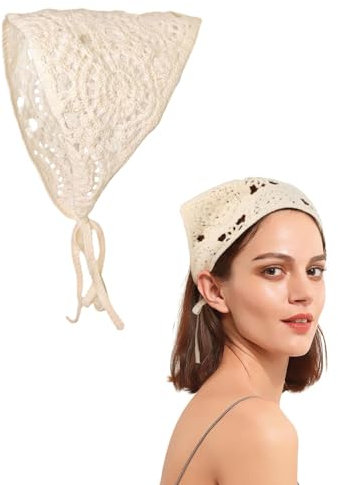 KGDUYC 1 Stück Damen Dreieck Stirnband Häkeln Stirnband Dreieck Haar Handtuch Stirnband Gestrickt Stirnband Boho Vintage Stirnband