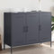 IKAYAA Metallschrank Anthrazit Wohnzimmerschrank 100,5 x 39 x 79 cm Sideboard aus Metall Beistellschrank Aktenschrank Werkstattschrank Metall Kommode für Wohnzimmer